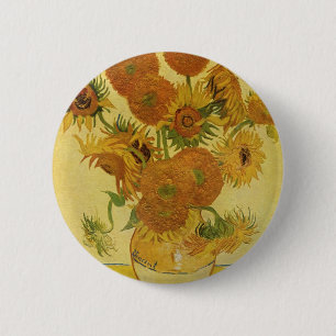 Badge Rond 5 Cm Vase avec quinze tournesols par Van Gogh