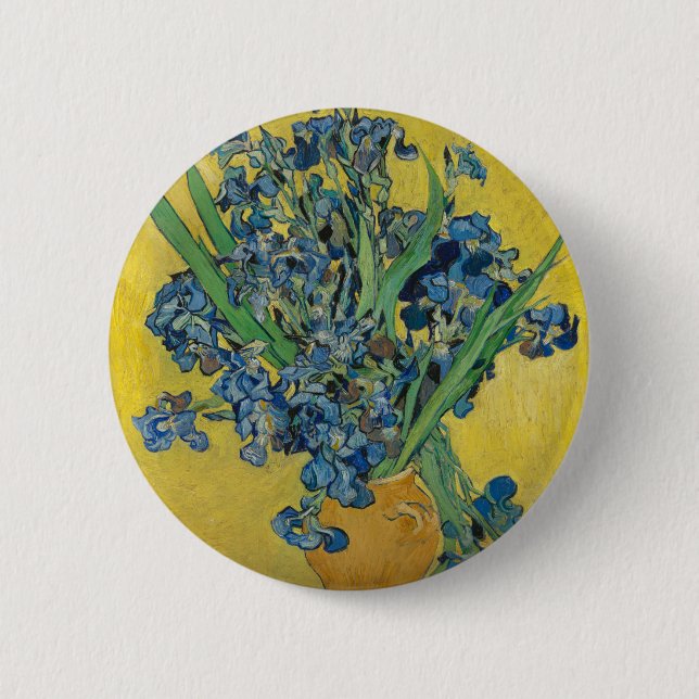 Badge Rond 5 Cm Vase Van Gogh avec Iris Classic Impressionnisme (Devant)