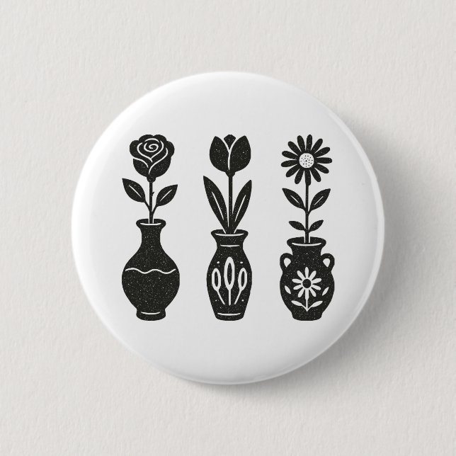 Badge Rond 5 Cm Vases de fleurs (Devant)