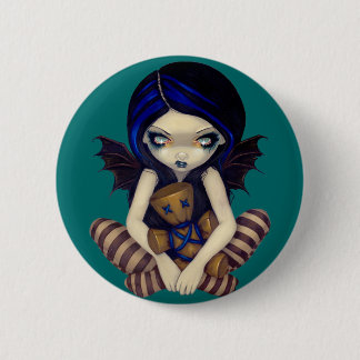 Badge Rond 5 Cm "Vaudou dans" le bouton bleu