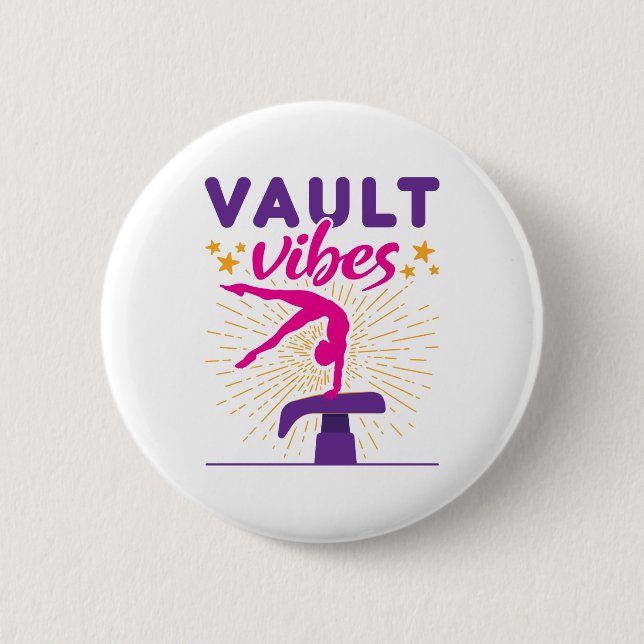 Badge Rond 5 Cm Vault Vibes Gymnastique Gymnaste Girls (Devant)