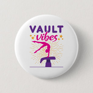 Badge Rond 5 Cm Vault Vibes Gymnastique Gymnaste Girls