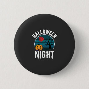 Badge Rond 5 Cm Vecteur d'arbre de citrouille de nuit d'Halloween