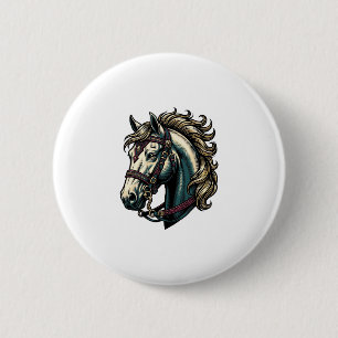 Badge Rond 5 Cm Vecteur de tête de cheval de gravure vintage
