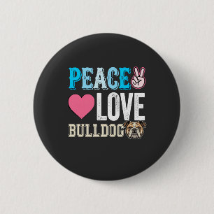 Badge Rond 5 Cm Vecteur Peace Love Bulldog