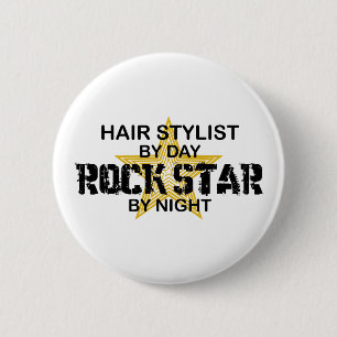 Badge Rond 5 Cm Vedette du rock de coiffeur par nuit