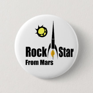 Badge Rond 5 Cm Vedette du rock de Mars avec le vaisseau spatial