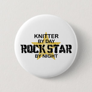 Badge Rond 5 Cm Vedette du rock de tricoteuse par nuit