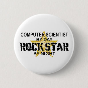 Badge Rond 5 Cm Vedette du rock d'informaticien
