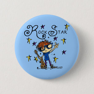 Badge Rond 5 Cm Vedette du rock rousse de garçon