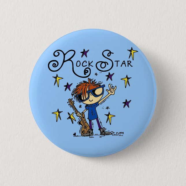 Badge Rond 5 Cm Vedette du rock rousse de garçon (Devant)