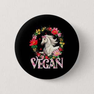 Badge Rond 5 Cm Vegan Mignon Cheval Fleurs Cercle Agriculture Amou