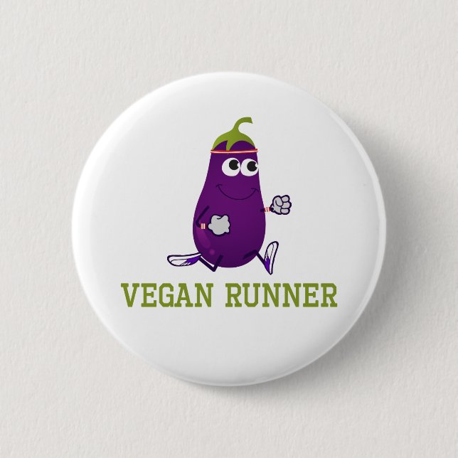 Badge Rond 5 Cm Vegan Runner Eggplant (Devant)