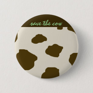 Badge Rond 5 Cm Vegan SAUVER LA VACHE Brown
