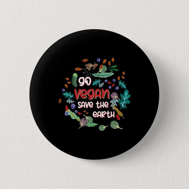 Badge Rond 5 Cm Vegan Save The Earth (Devant)