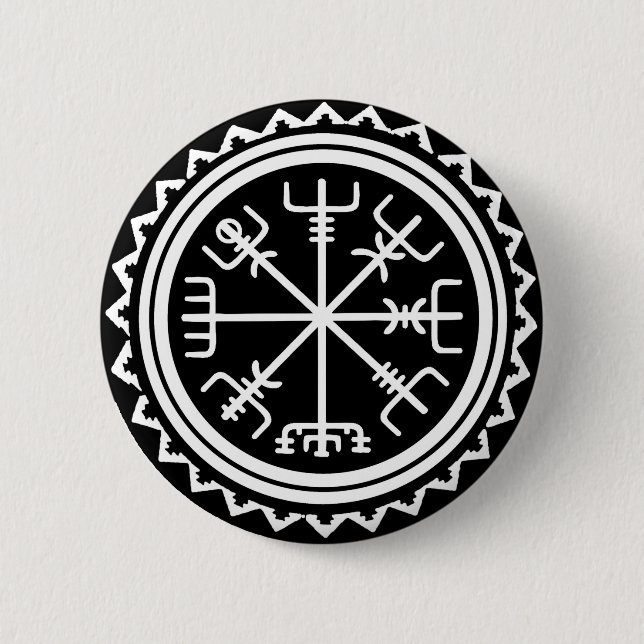 Badge Rond 5 Cm Végétal Viking Compas Nautique (Devant)