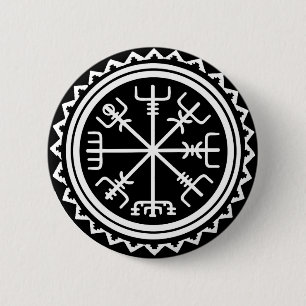 Badge Rond 5 Cm Végétal Viking Compas Nautique