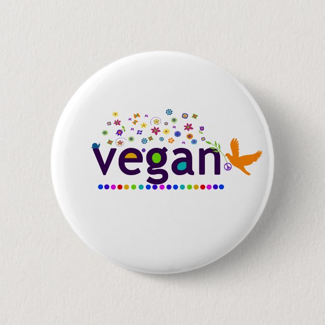 Badge Rond 5 Cm Végétalien coloré (Devant)