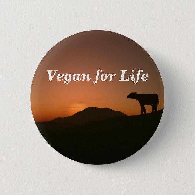 Badge Rond 5 Cm Végétalien pendant la vie (Devant)