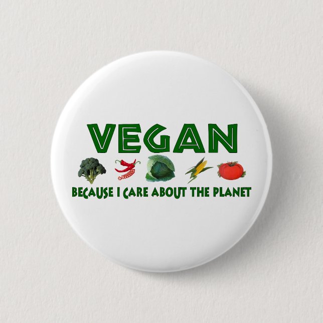 Badge Rond 5 Cm Végétaliens pour la planète (Devant)