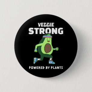Badge Rond 5 Cm Veggie Strong, Alimenté par les plantes
