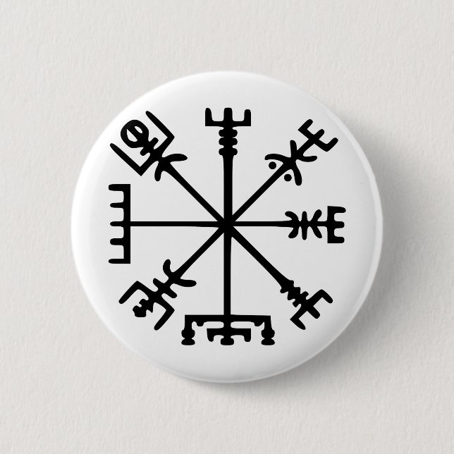 Badge Rond 5 Cm Vegvísir (boussole de Viking) (Devant)