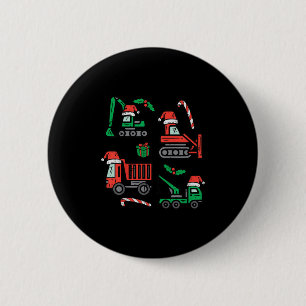 Badge Rond 5 Cm Véhicules de construction de Noël pour enfants Cam