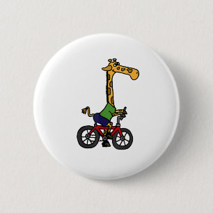 Badge Rond 5 Cm Vélo cool Giraffe équitation