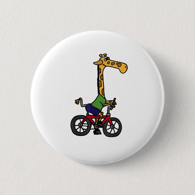 Badge Rond 5 Cm Vélo cool Giraffe équitation (Devant)