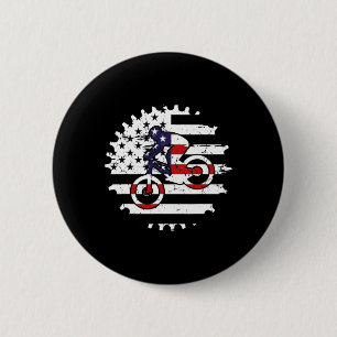 Badge Rond 5 Cm Vélo de Montagne Drapeau Usa Mtb Vtt Descente Pour