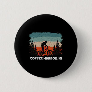 Badge Rond 5 Cm Vélo de Montagne Rétro Coucher de Soleil Vintage C