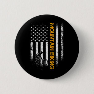 Badge Rond 5 Cm Vélo de montagne vintage Usa Drapeau Américain Pat