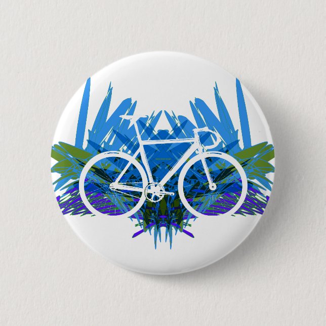 Badge Rond 5 Cm Vélo de voie sur le bleu/vert (Devant)
