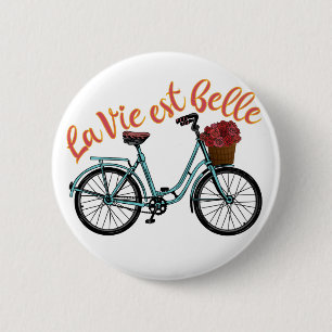 Badge Rond 5 Cm Vélo français La Vie Est Belle