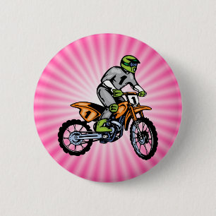Badge Rond 5 Cm Vélo Rose.