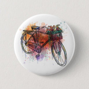 Badge Rond 5 Cm Vélo vintage artistique