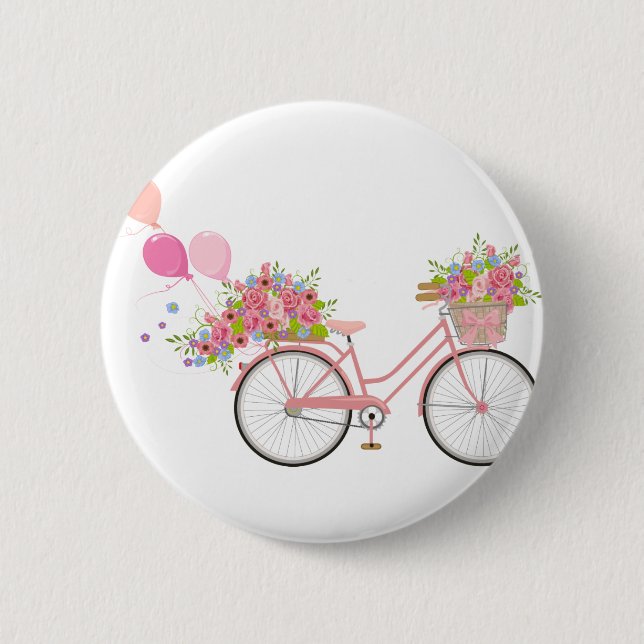 Badge Rond 5 Cm Vélo Whimsical Rose (Devant)