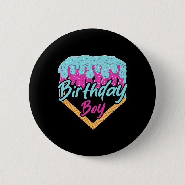 Badge Rond 5 Cm Vendre 10 Ans Crème de glace Drip 10e anniversaire (Devant)