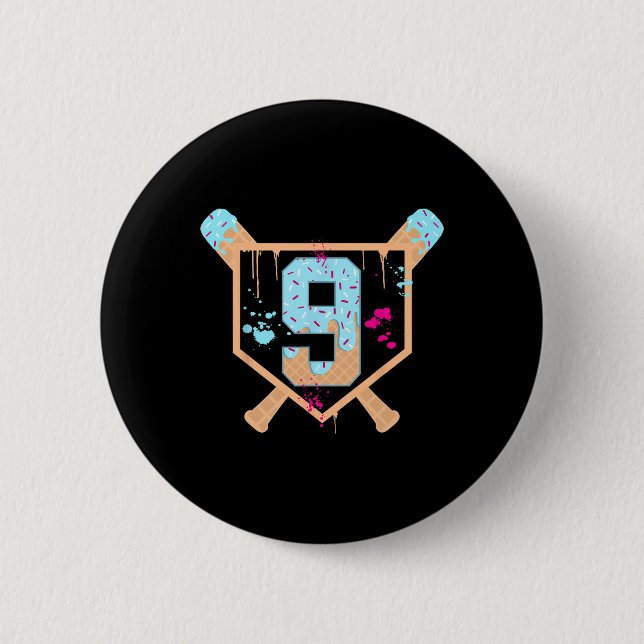 Badge Rond 5 Cm Vendre 9 Ans Crème de glace Driam 9e Anniversaire  (Devant)