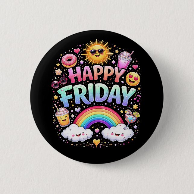 Badge Rond 5 Cm Vendredi heureux (Devant)