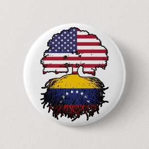 Badge Rond 5 Cm Vénézuélienne Américaine Etats-Unis drapeau des ra