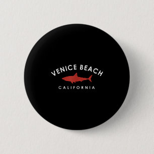 Badge Rond 5 Cm Venice Beach California Shark Vacances Souvenir Vi