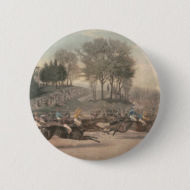 Badge Rond 5 Cm Ventilateur de course de chevaux TOP (Devant)