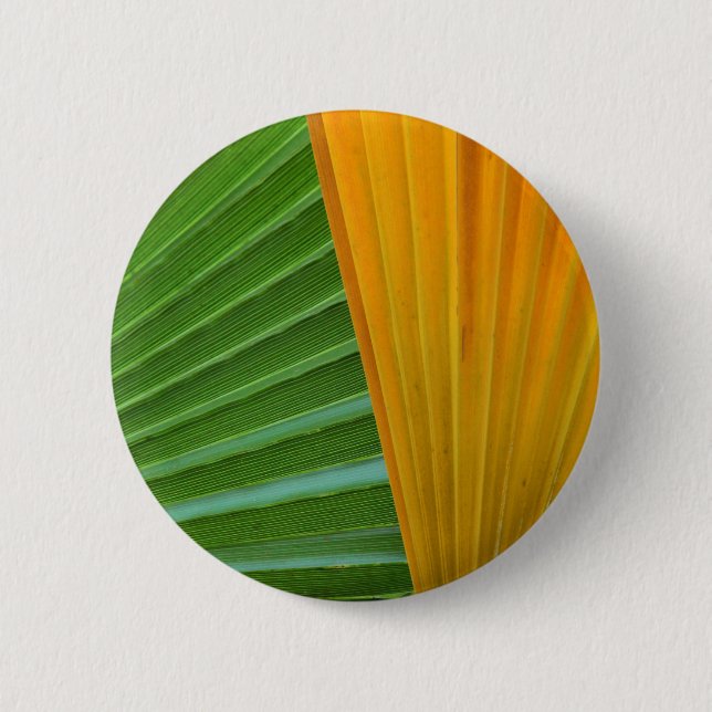 Badge Rond 5 Cm Ventilateur vert et jaune Feuilles (Devant)
