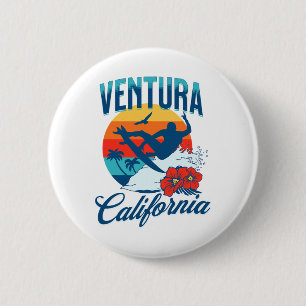 Badge Rond 5 Cm Ventura Californie Plage Surf Vacances d'été Vint