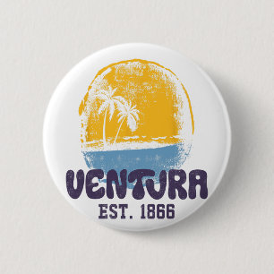 Badge Rond 5 Cm Ventura Californie Rétro Surfeur Vintage Plage Pou