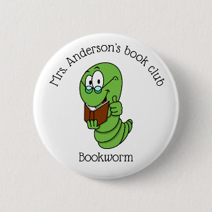 Badge Rond 5 Cm Ver de livre personnalisé Club de lecture