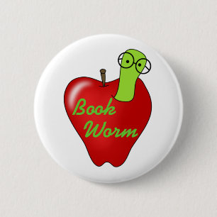 Badge Rond 5 Cm Ver de livre rouge d'Apple