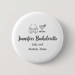 Badge Rond 5 Cm Verre à cocktail en bikini enterrement de vie de j