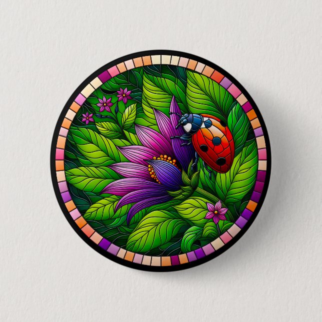 Badge Rond 5 Cm Verre tendu de Ladybug (Devant)